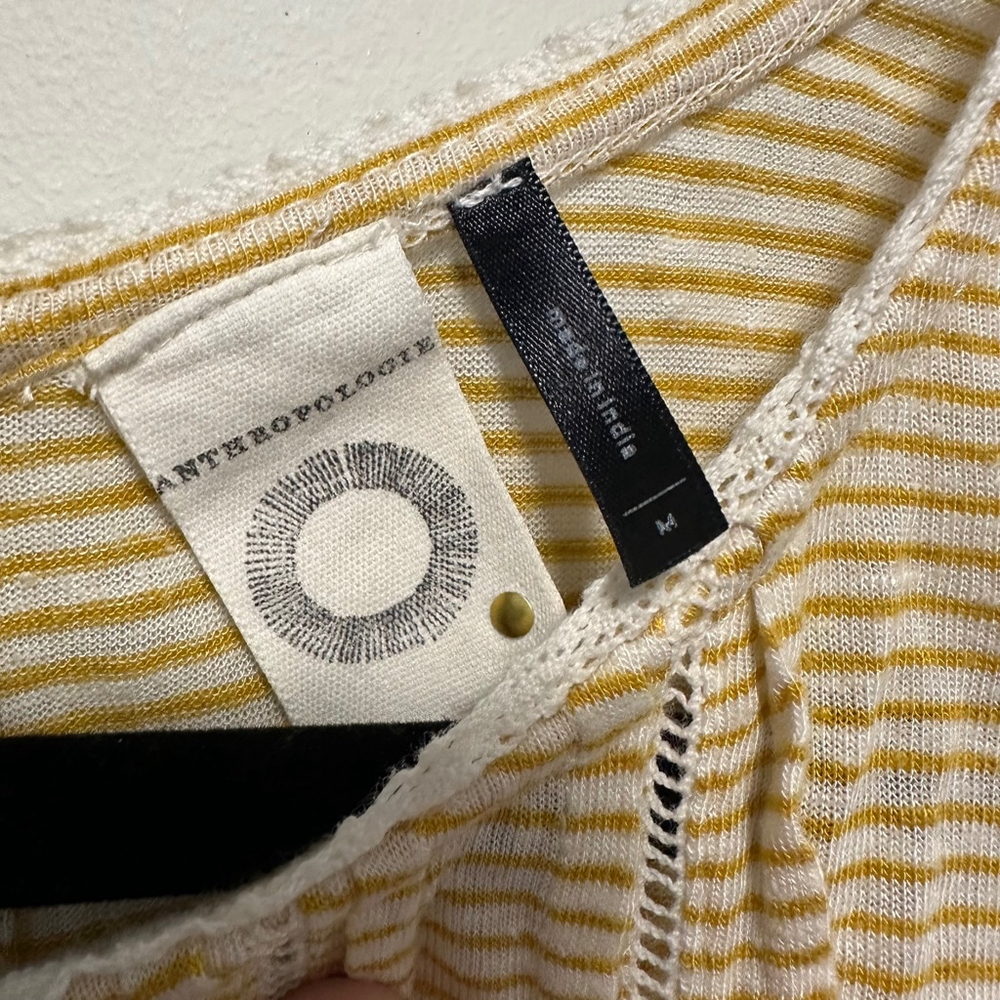 Women's Anthropologie Tank Top Size M mustard Yellow Striped Sleeveless - Picture 10 of 13